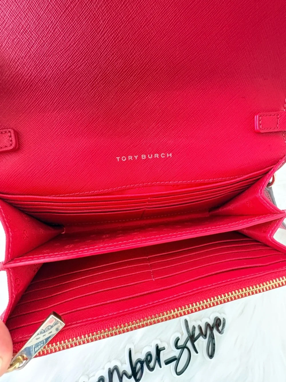 Tory Burch‎ Red saffiano Crossbody Wallet on Chain